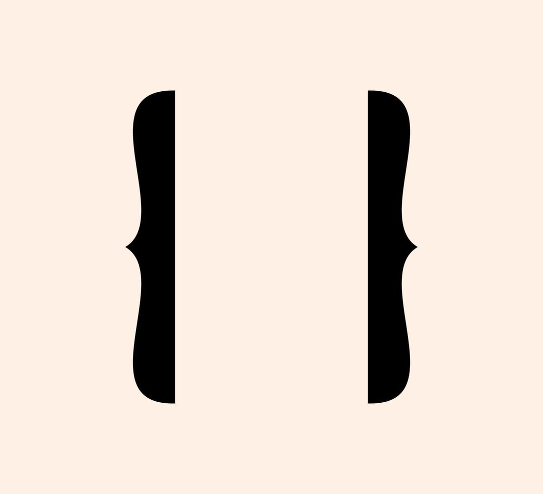 Curly braces punctuation mark black icon. Vintage brackets symbol for