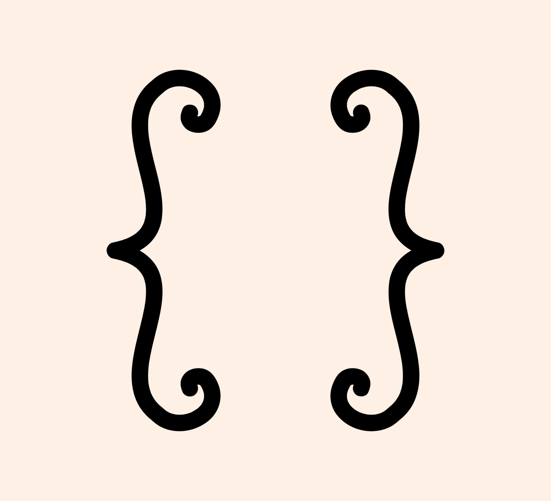 Curly braces punctuation mark black icon. Vintage drawing brackets