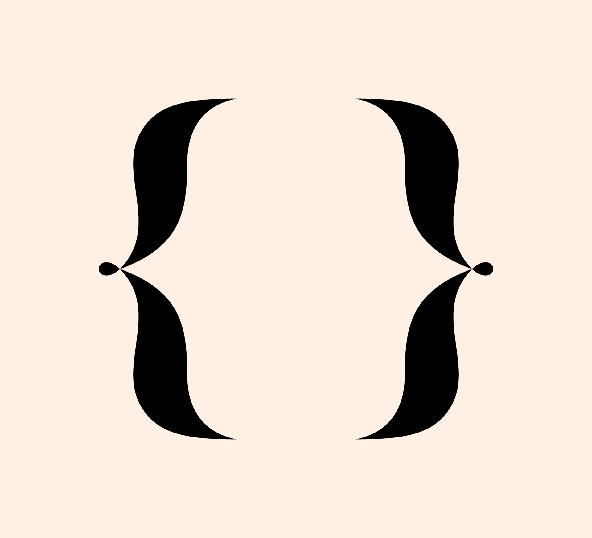 Curly braces punctuation mark black icon. Calligraphy brackets symbol