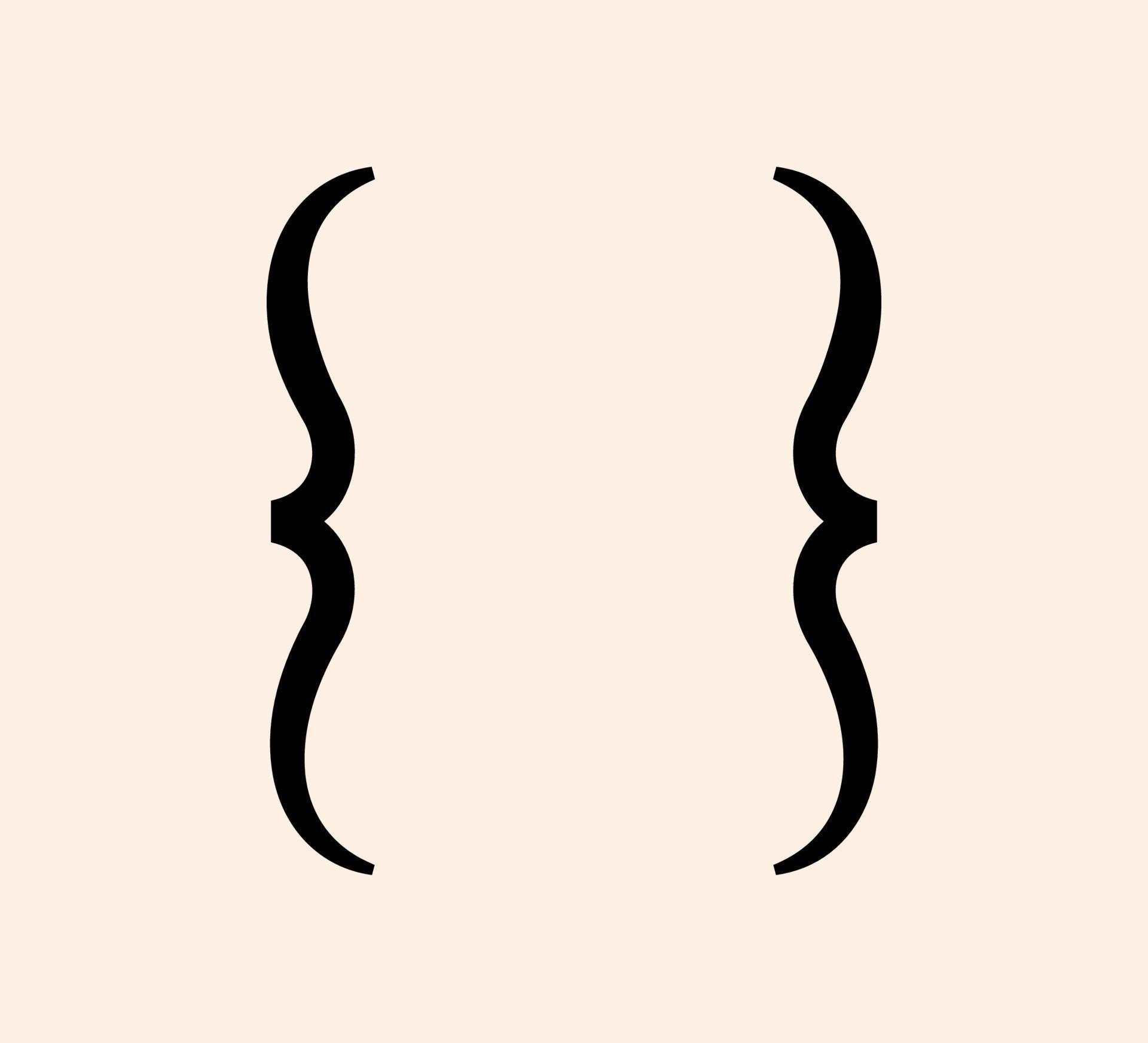Curly braces punctuation mark black icon. Vintage elegant brackets