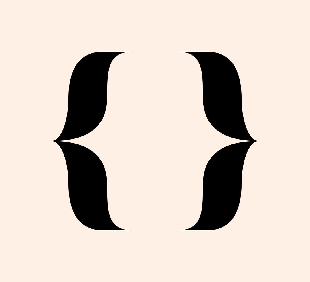 Curly braces punctuation mark retro black icon. Vintage brackets symbol