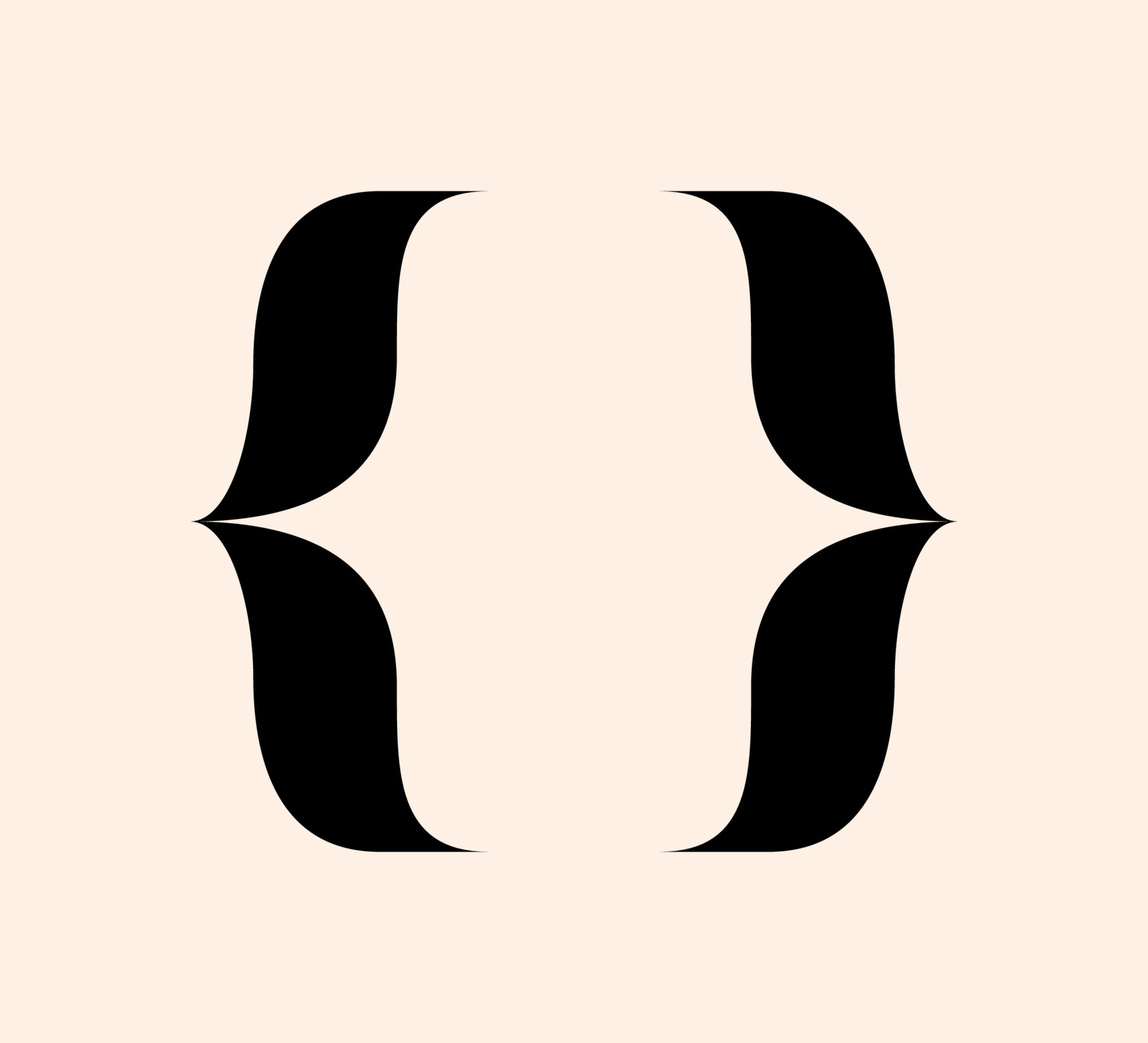 Curly braces punctuation mark retro black icon. Vintage brackets symbol for typing or typography