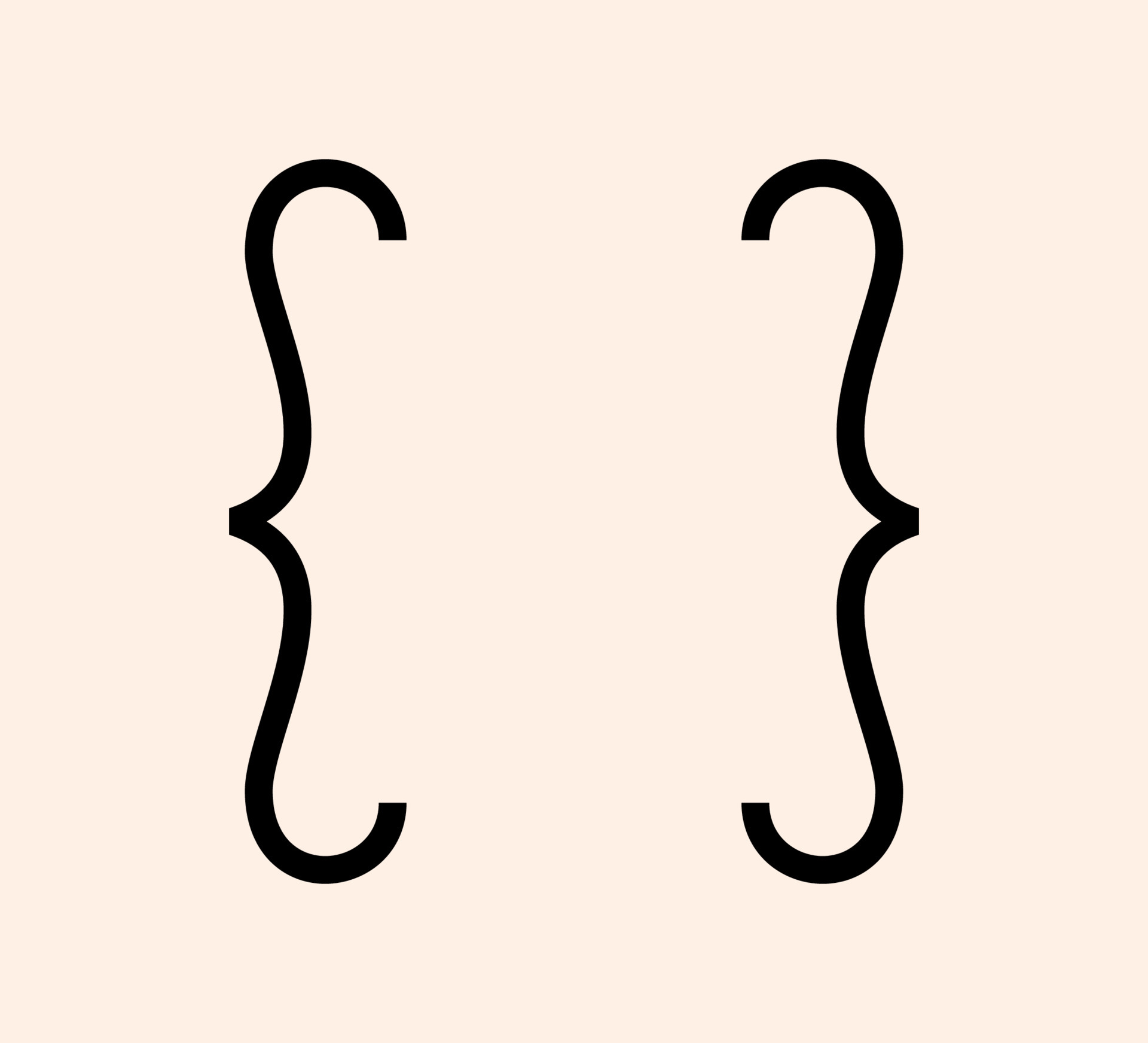 Curly braces punctuation mark black icon. Vintage brackets symbol for