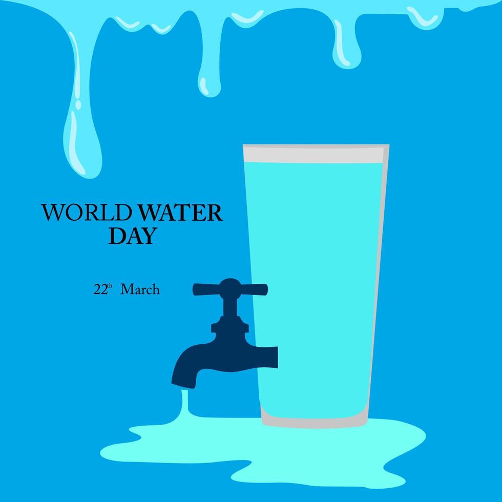 in blue background, world water day, vector, gretting card vector