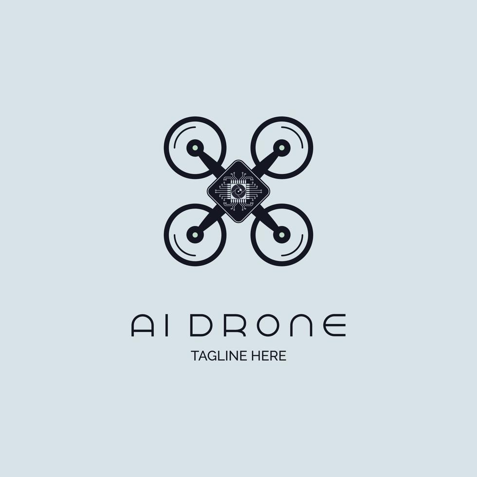 Drone Integrated Circuit microchip CPU ai logo template design vector silhouette for brand or company and other