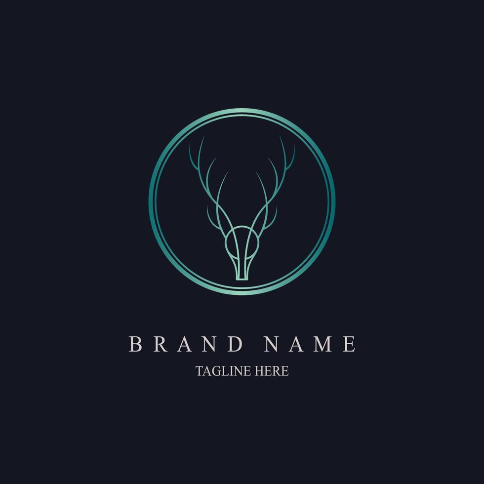 deer brand line style logo template design vector for brand or company and other