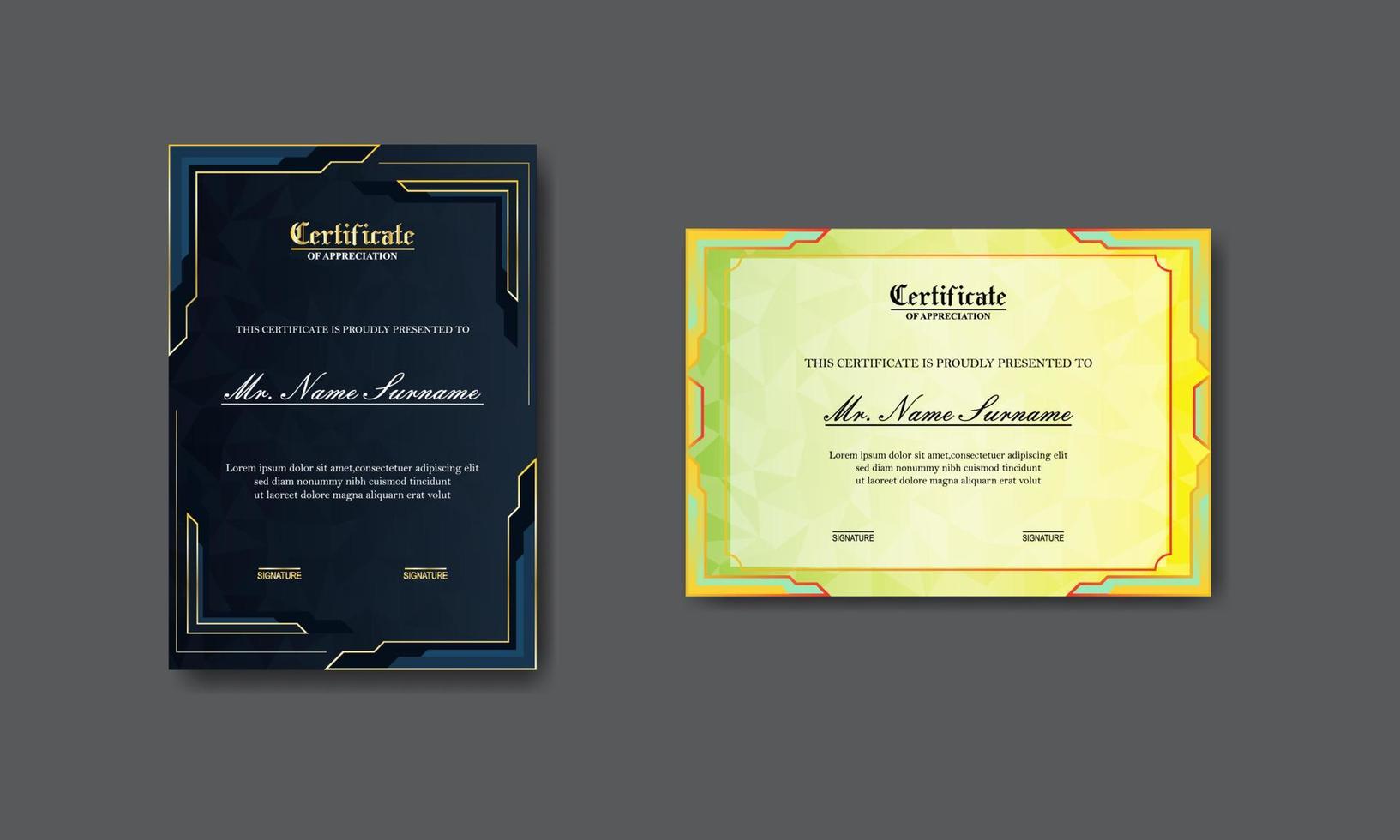 modern and elegant set of award certificate design vector