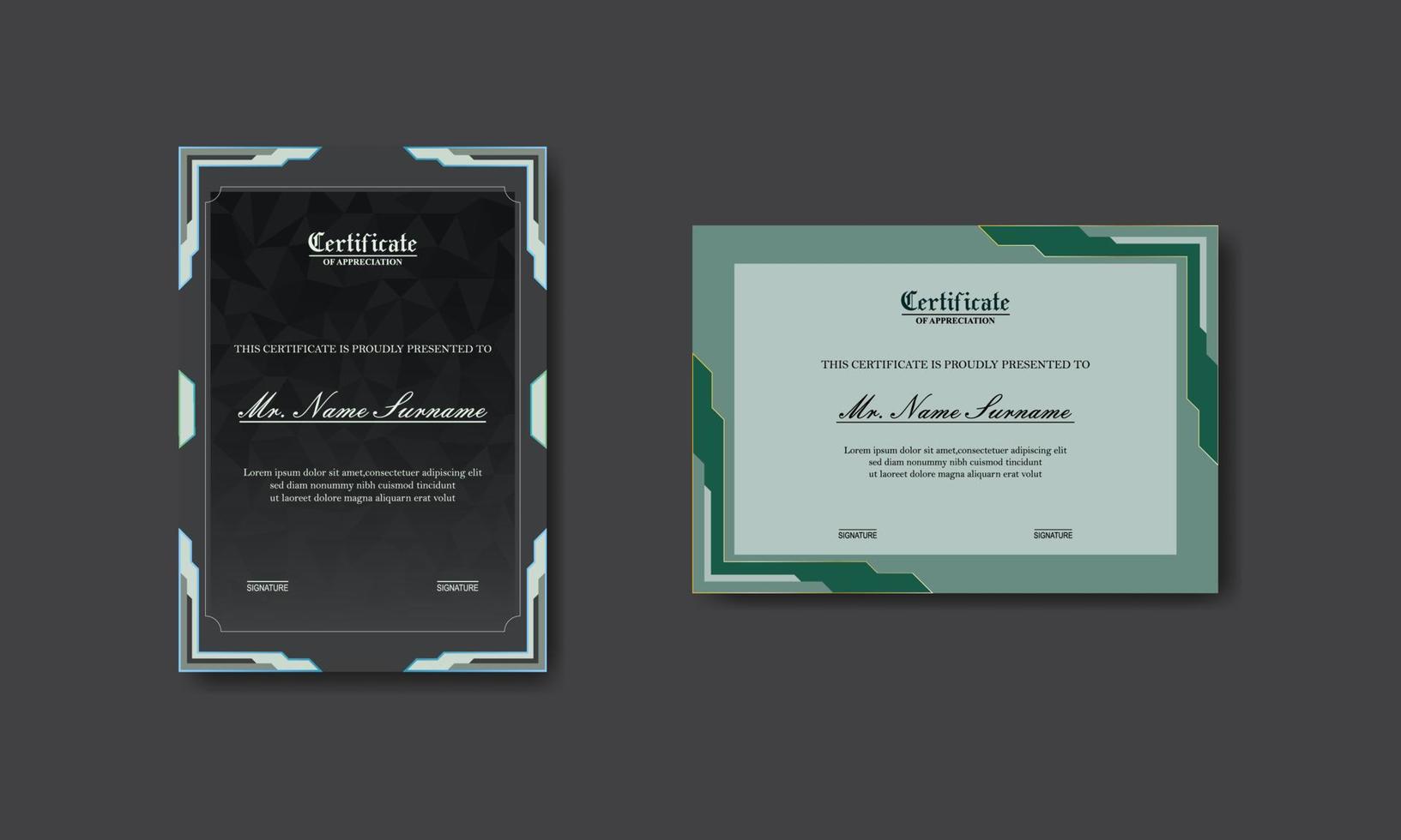 modern and elegant set of award certificate design vector