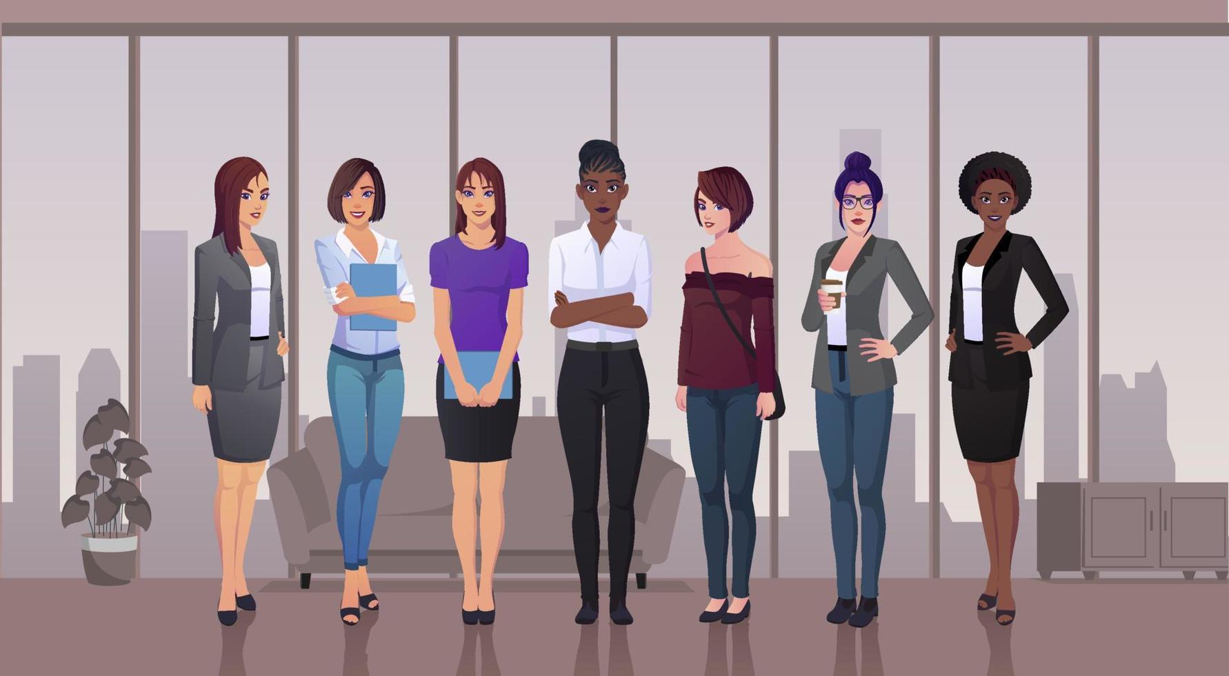 Stylish Business Women Characters in Office For Your Designs vector