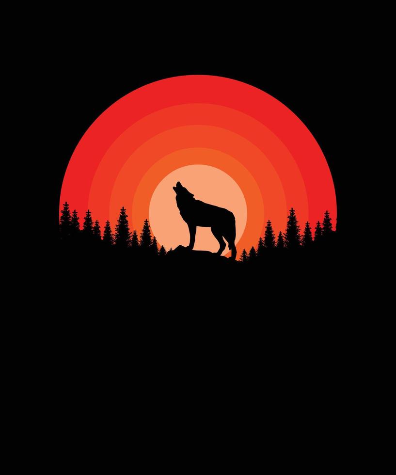 Wolf background design and wolf tee shirt design vector