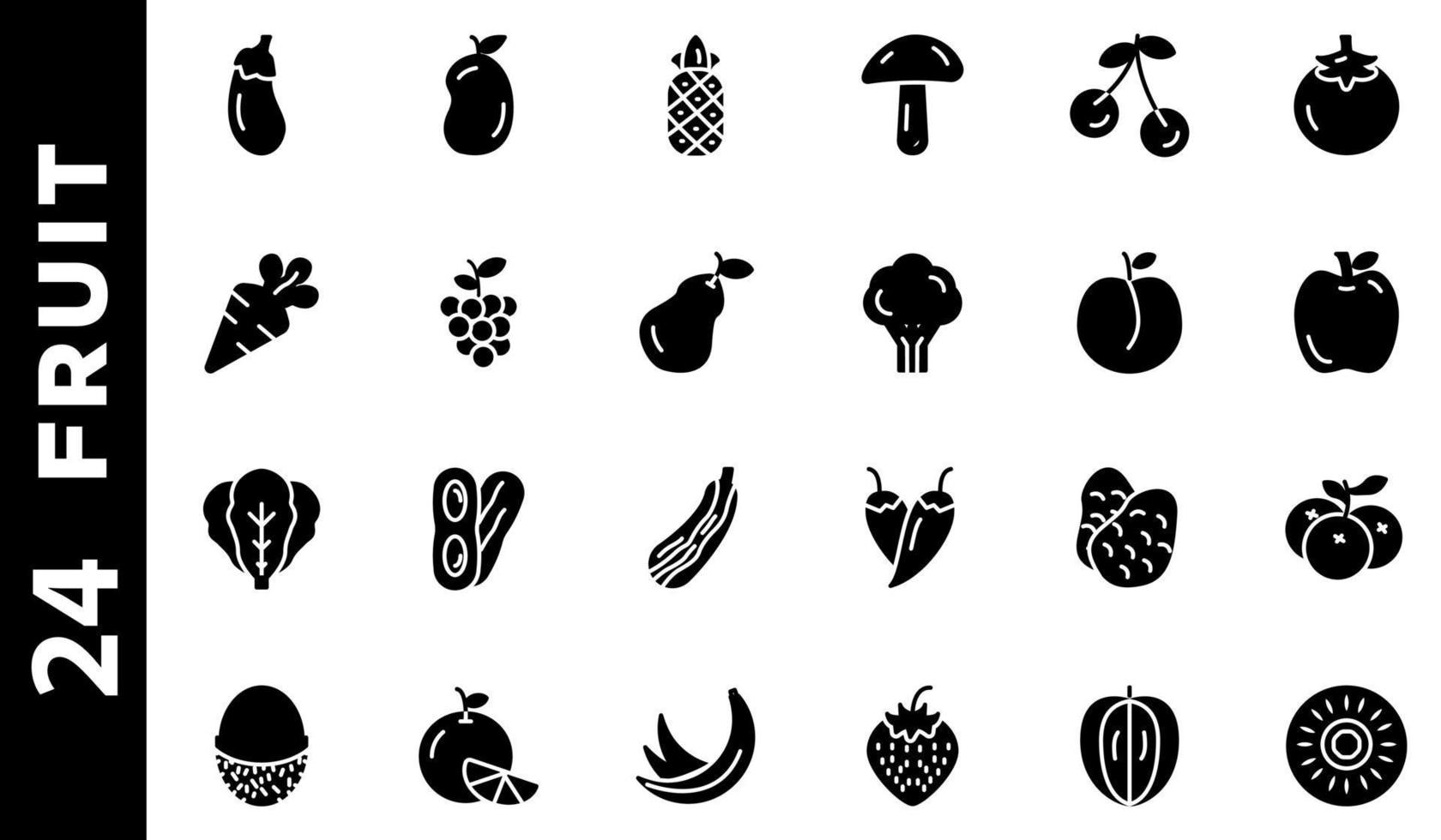 Fruit icon set solid style vector for your design