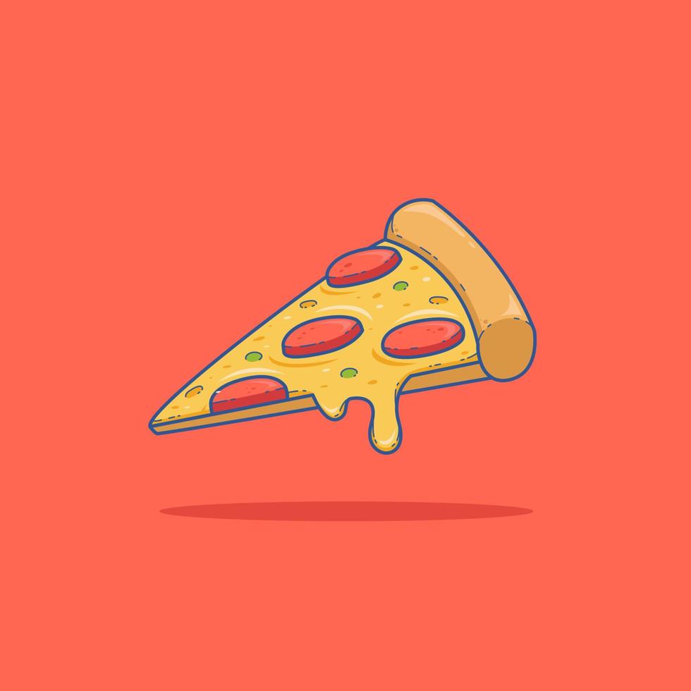 melting slice of cheese pizza italian food vector illustration