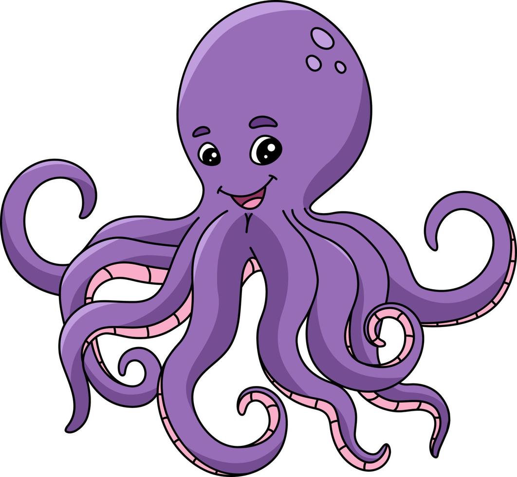 Octopus Cartoon Colored Clipart Illustration vector