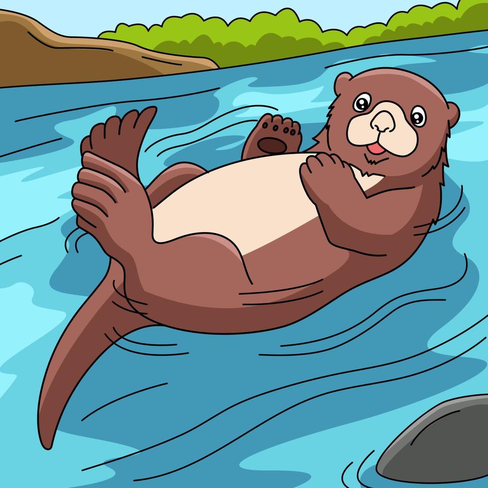 ilustración de color de dibujos animados de nutria de mar vector