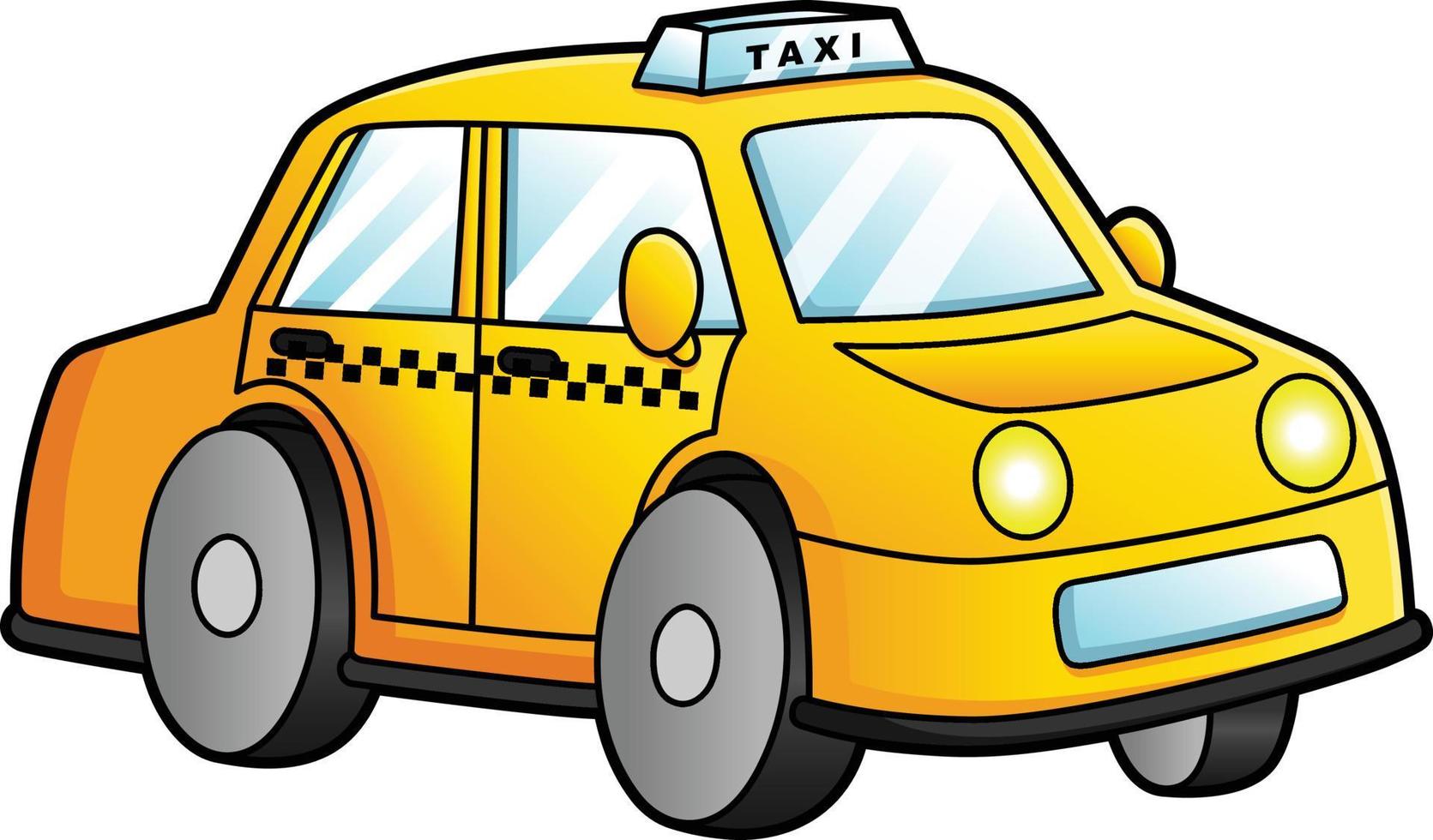 Taxi Cartoon Clipart Colored Illustration vector