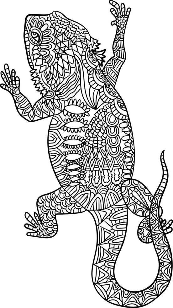 Bearded Dragon Mandala Coloring Pages for Adults vector