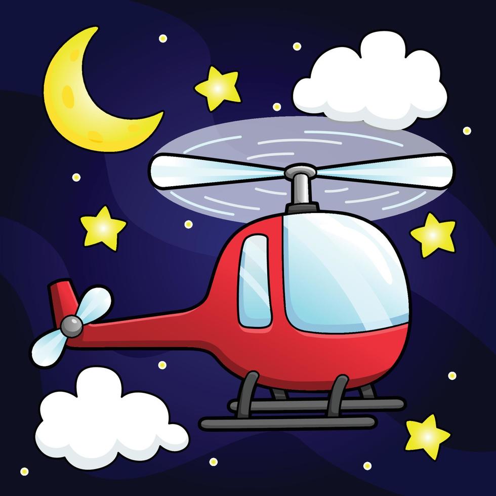 ilustración de vehículo de color de dibujos animados de helicóptero vector