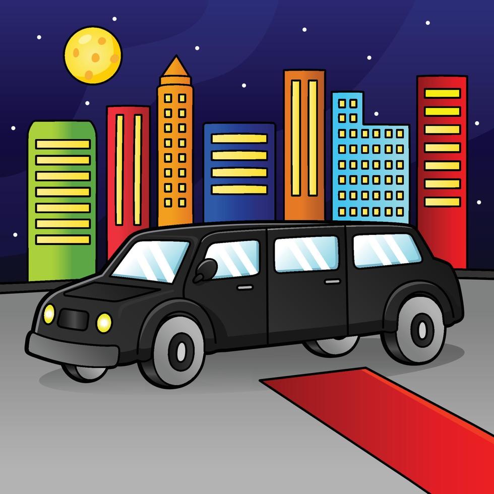 Limo Cartoon Colored Vehicle Illustration vector