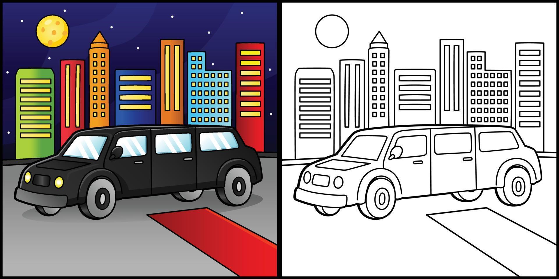limusina para colorear página vehículo ilustración vector