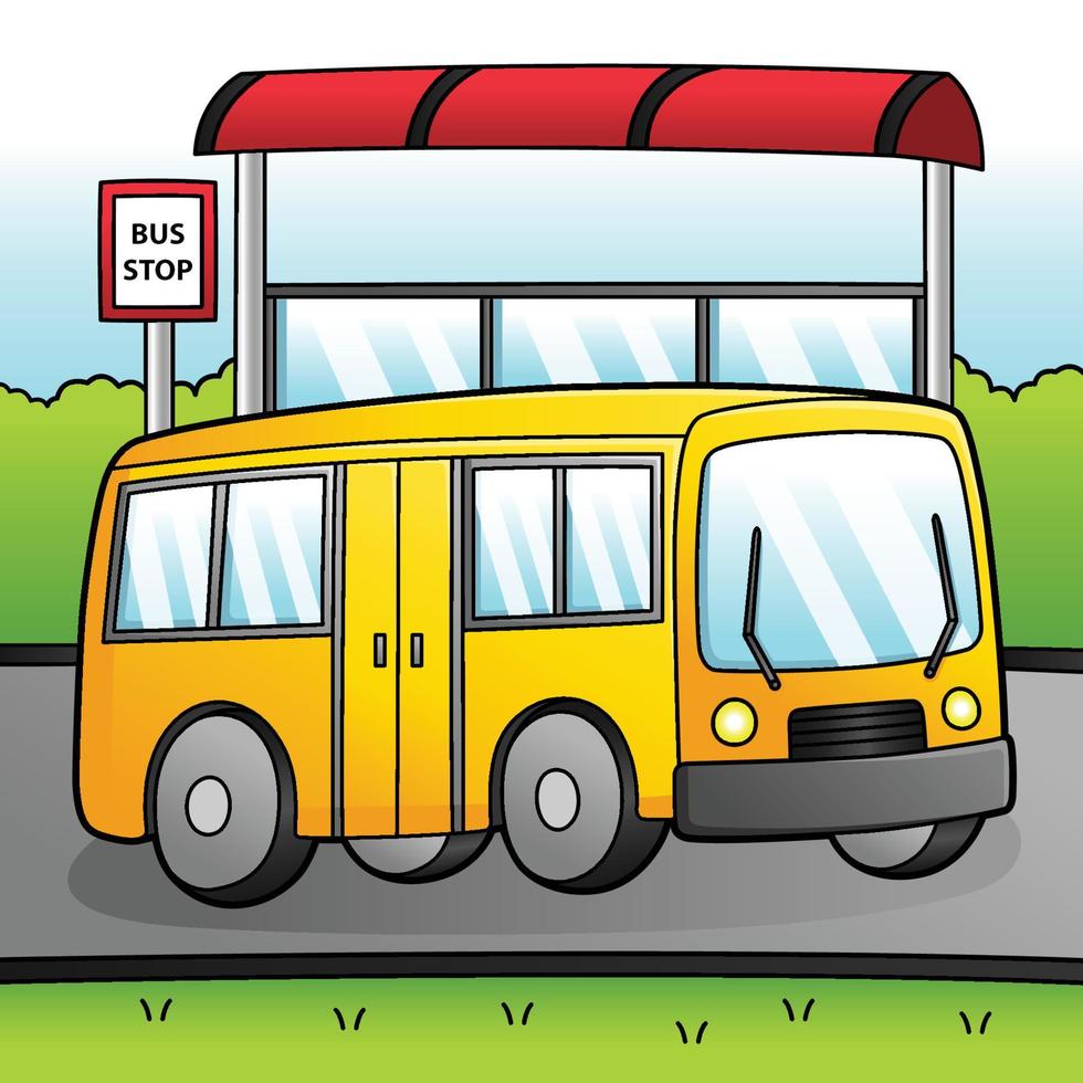 Bus Cartoon Colored Vehicle Illustration vector