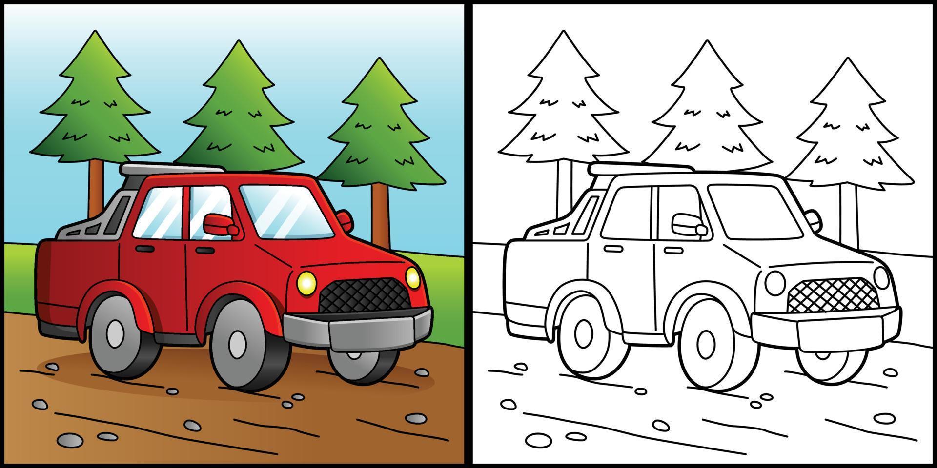 Off Road Truck Coloring Page Vehicle Illustration vector