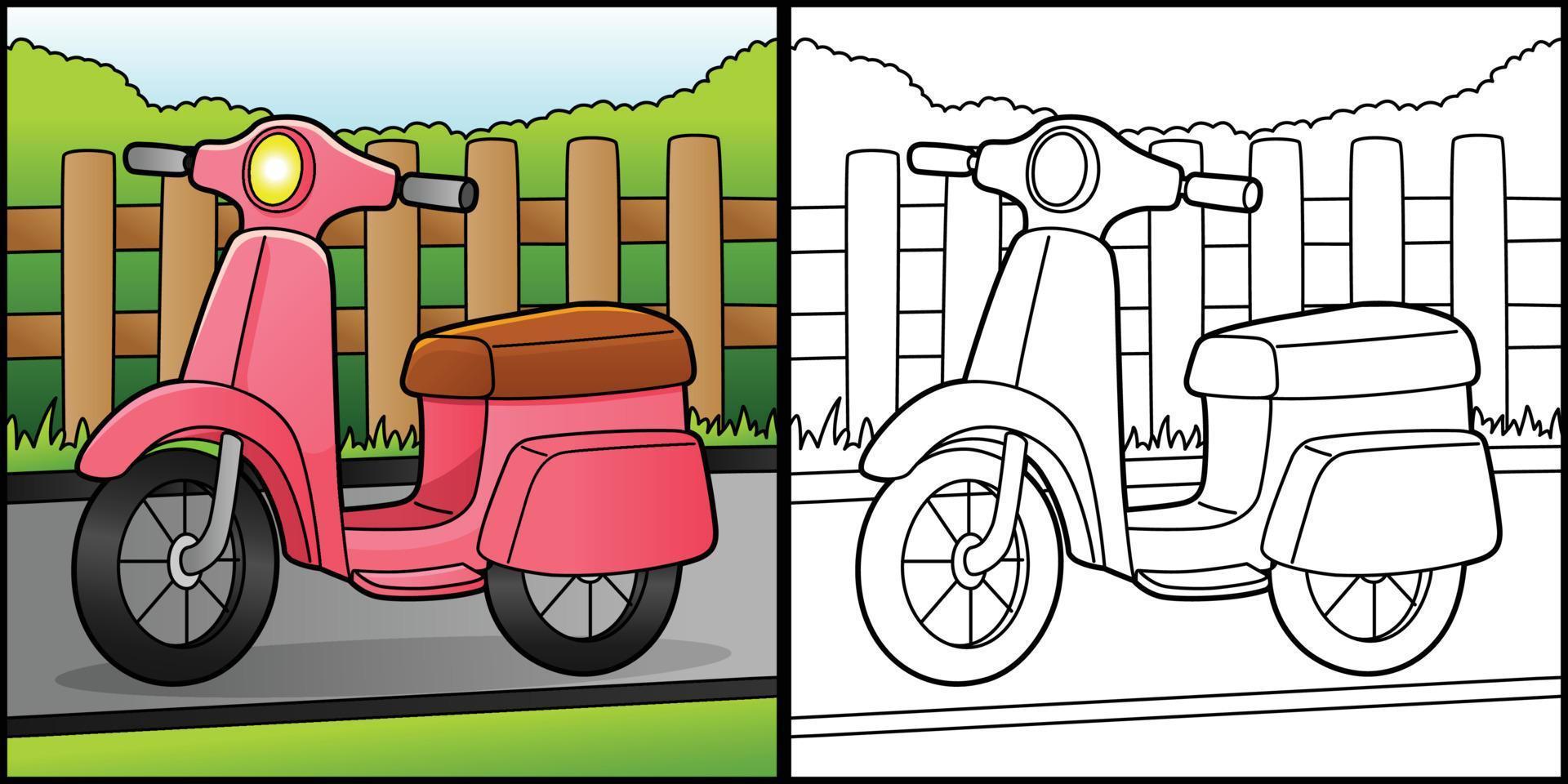 scooter para colorear página vehículo ilustración vector