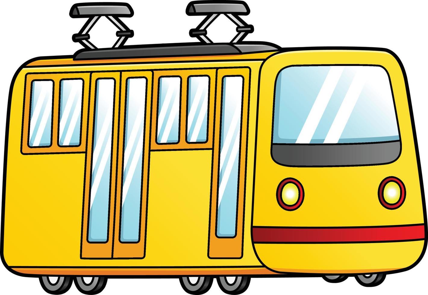 Tram Cartoon Clipart Colored Illustration vector