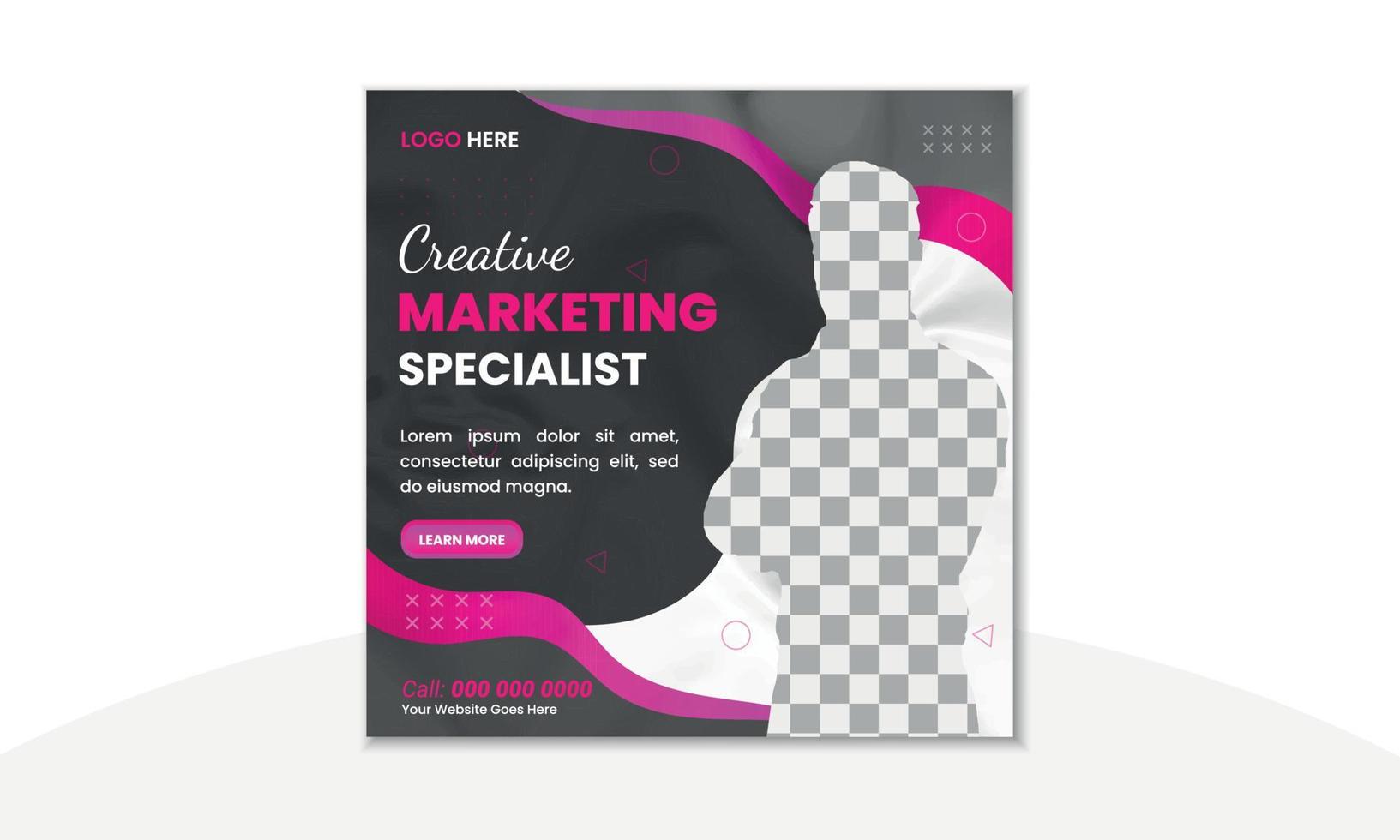 Creative Marketing Agency Social Media Web Square Banner Design Template vector