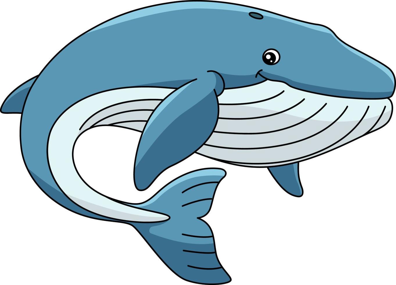 Blue Whale Cartoon Colored Clipart Illustration vector
