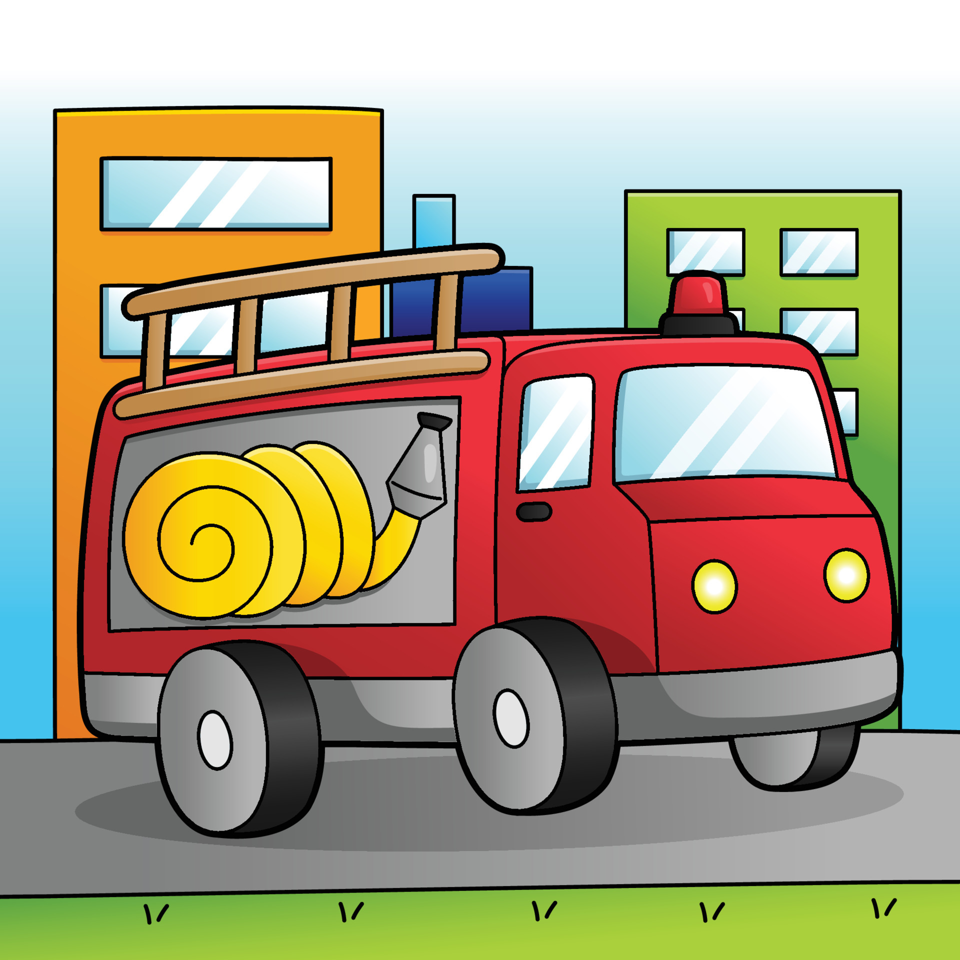 Fire Truck Cartoon Colored Vehicle Illustration 6458203 Vector Art at  Vecteezy