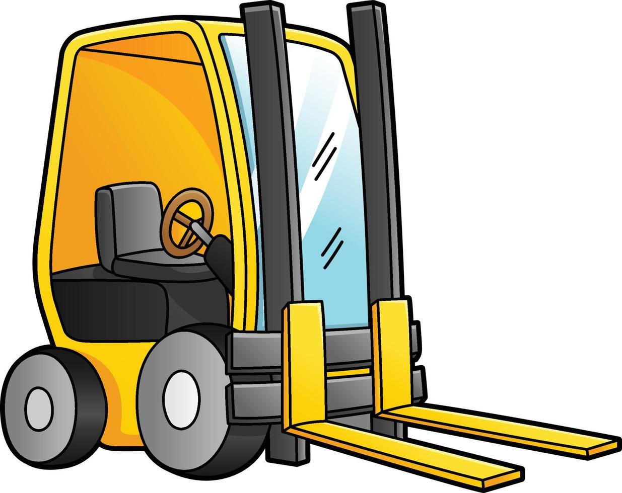 Forklift Cartoon Clipart Colored Illustration vector