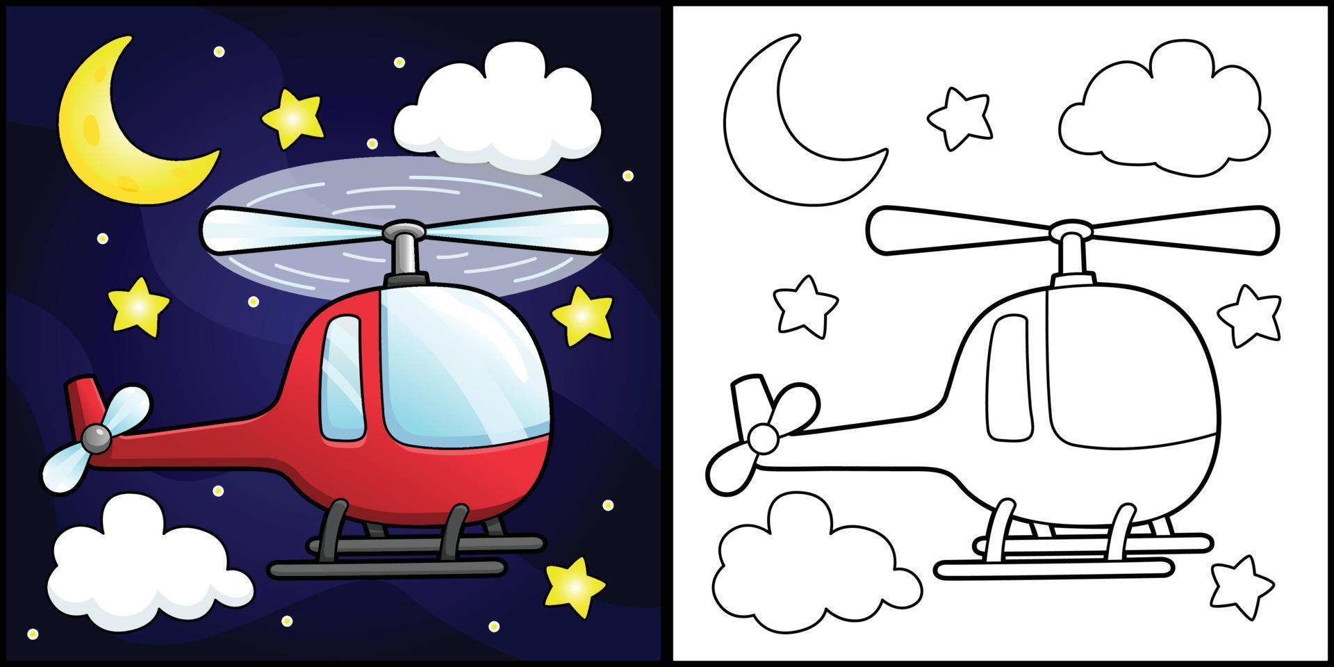 Helicopter Coloring Page Vehicle Illustration vector