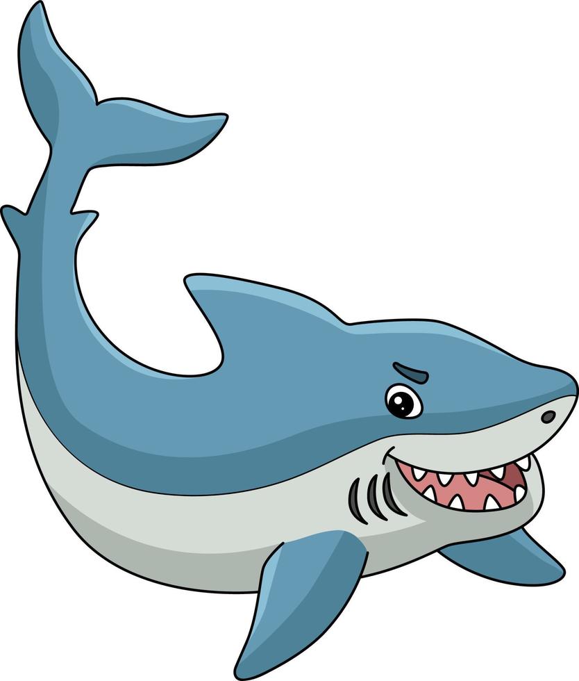 gran ilustración de dibujos animados de color de tiburón blanco vector