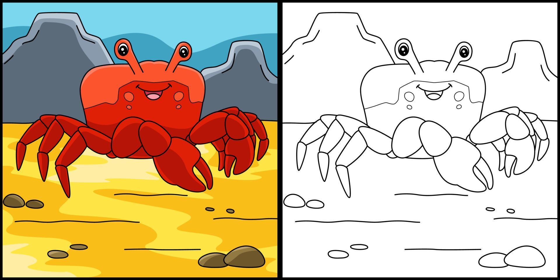 Red Jamaican Crab Coloring Page Illustration vector