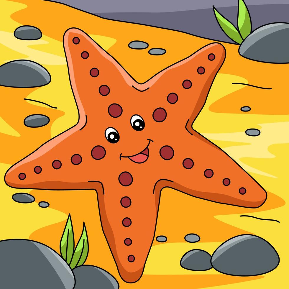 Sea Star Cartoon Colored Illustration vector