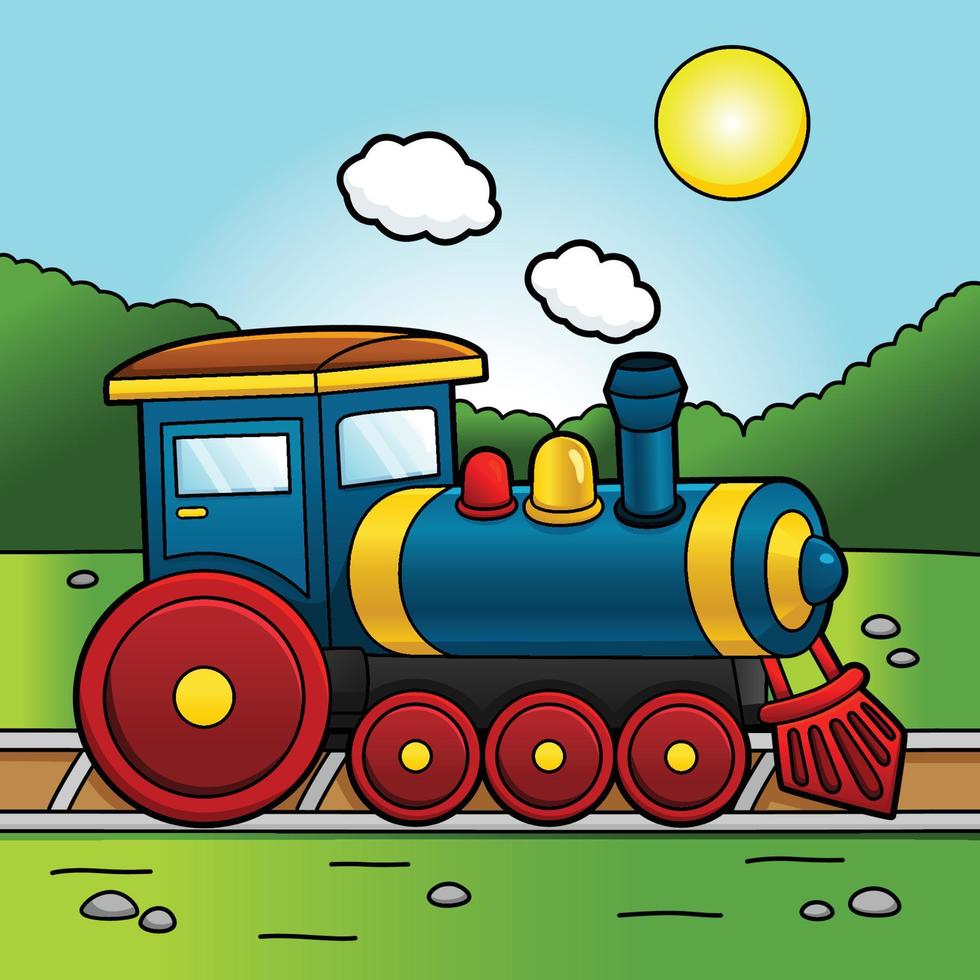 ilustración de vehículo de dibujos animados de locomotora de vapor vector