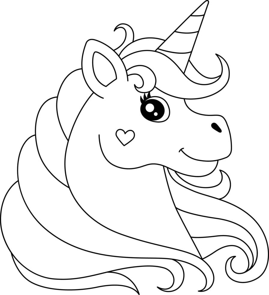 cabeza de unicornio para colorear página aislada para niños vector