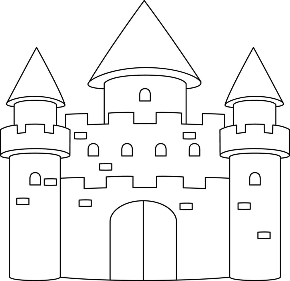 Unicorn Castle Coloring Page Isolated for Kids vector