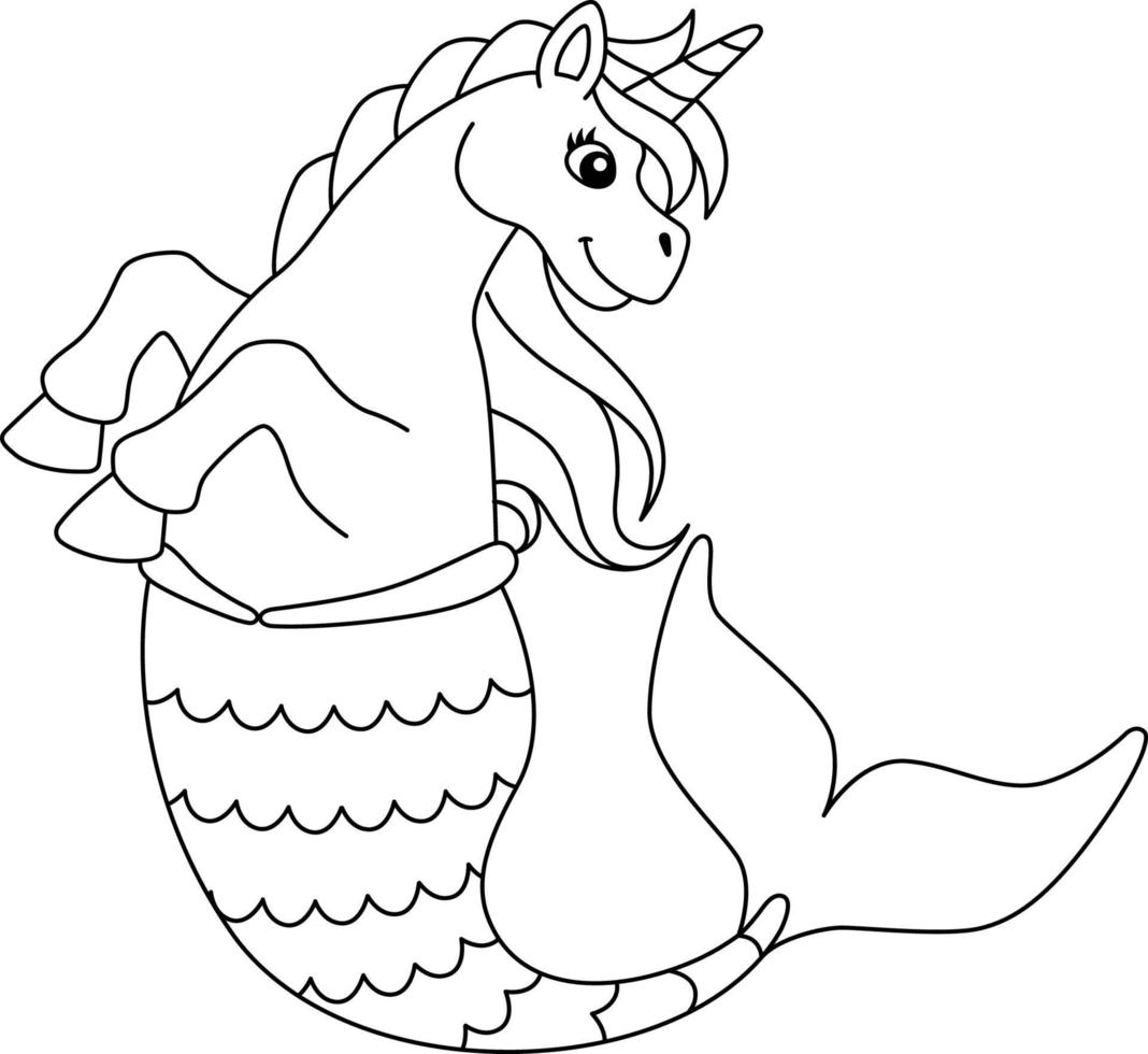 página para colorear de sirena unicornio aislada para niños vector