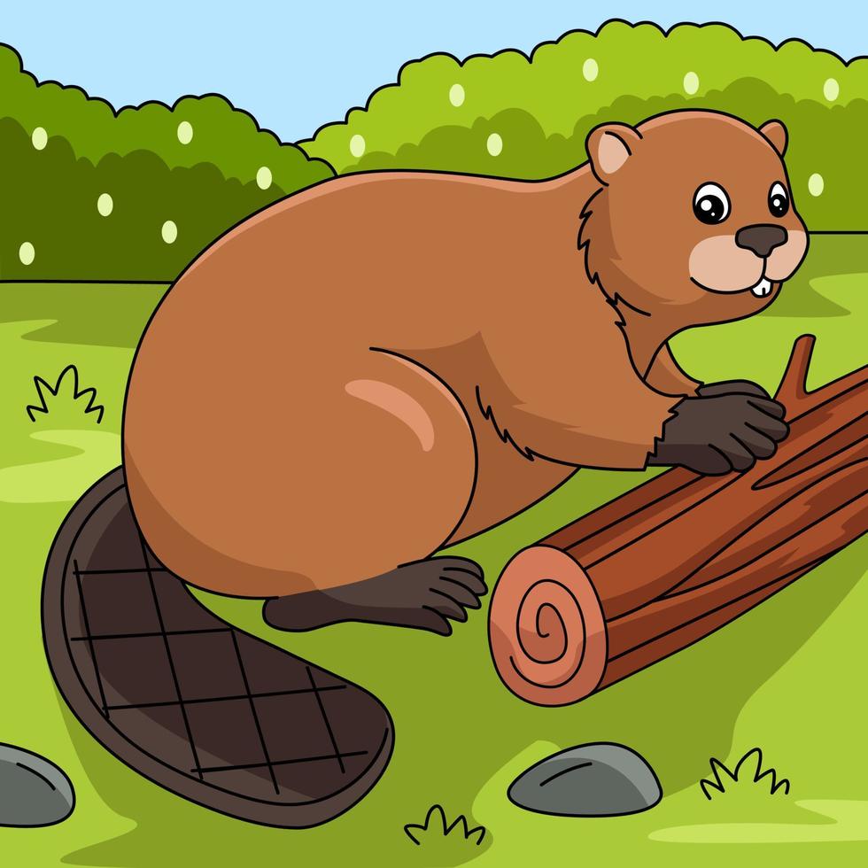 Beaver Cartoon Colored Animal Illustration vector