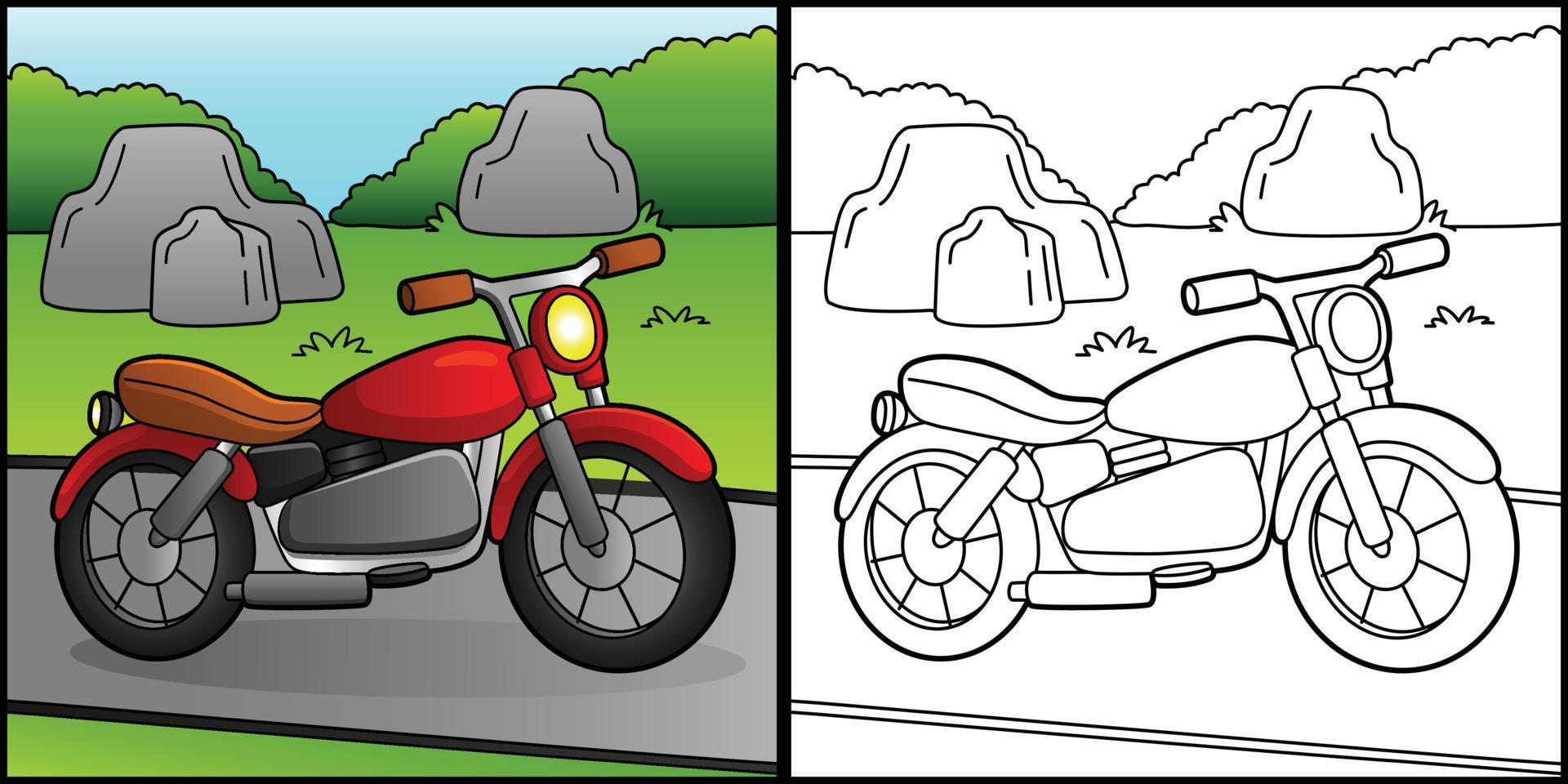 motocicleta para colorear página vehículo ilustración vector