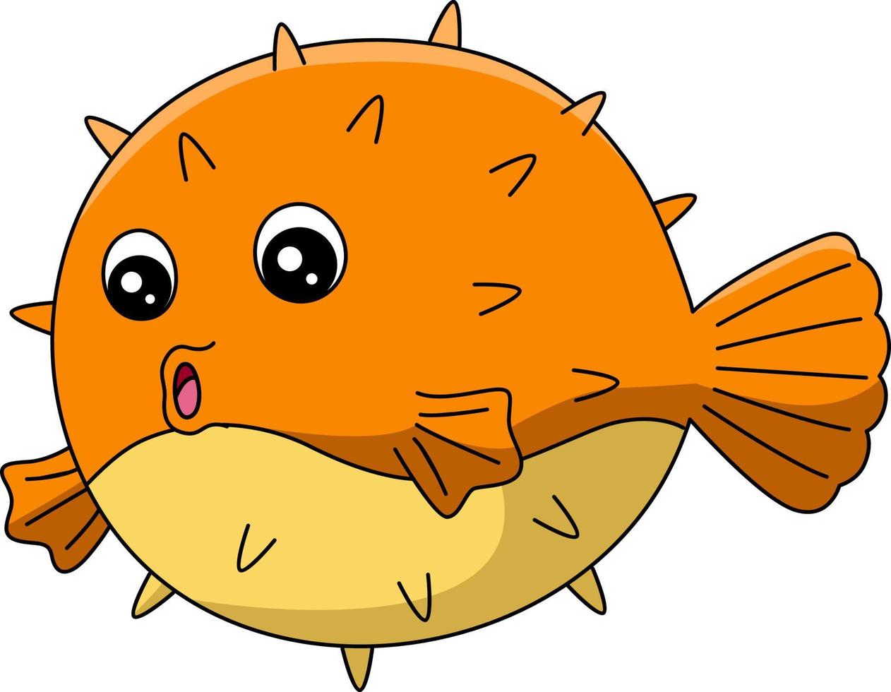 Pufferfish In Ocean Cartoon Clipart Illustration vector