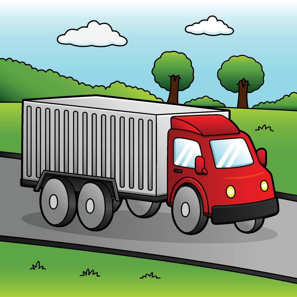 Truck Cartoon Colored Vehicle Illustration vector