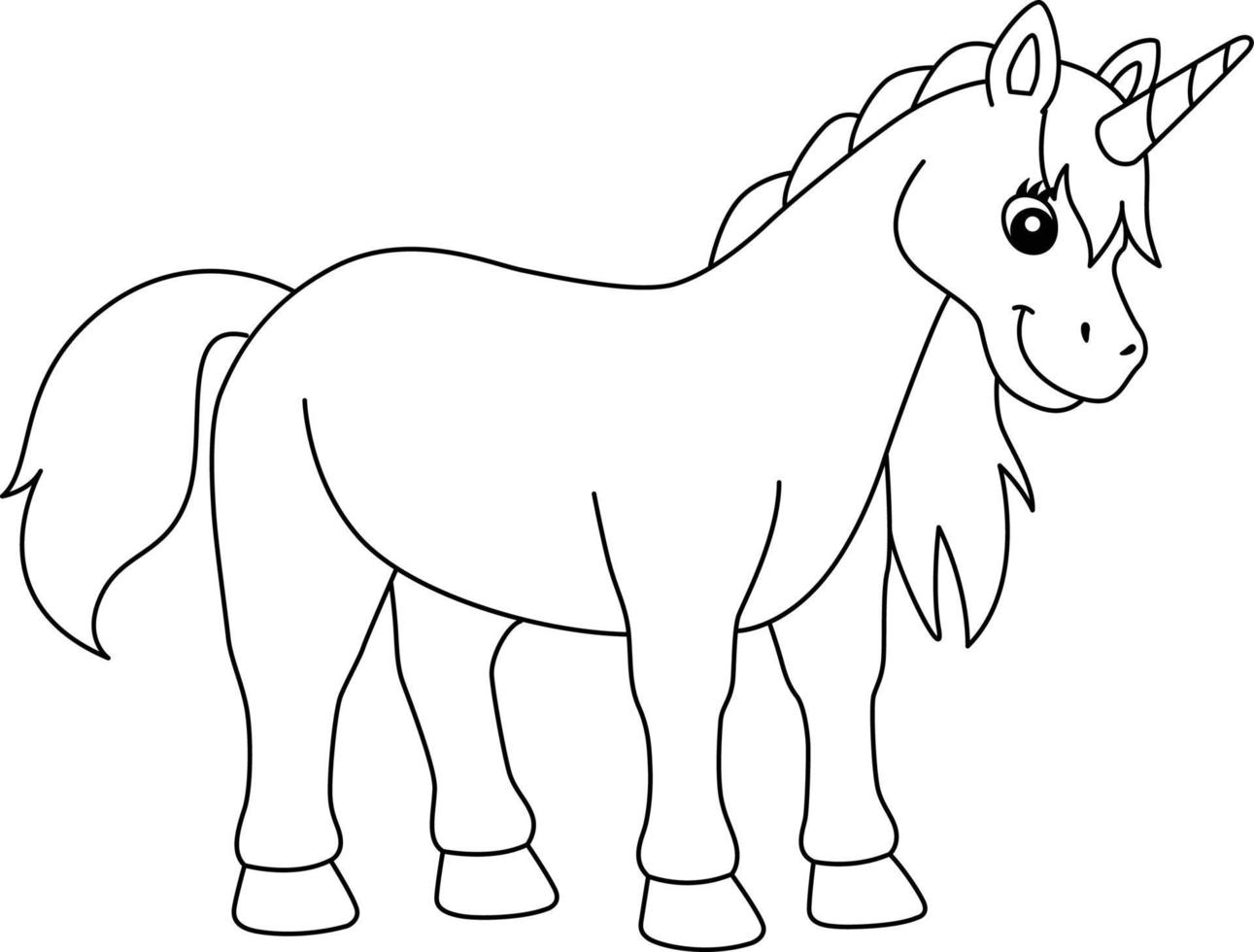 Standing Unicorn Coloring Page Isolated for Kids vector