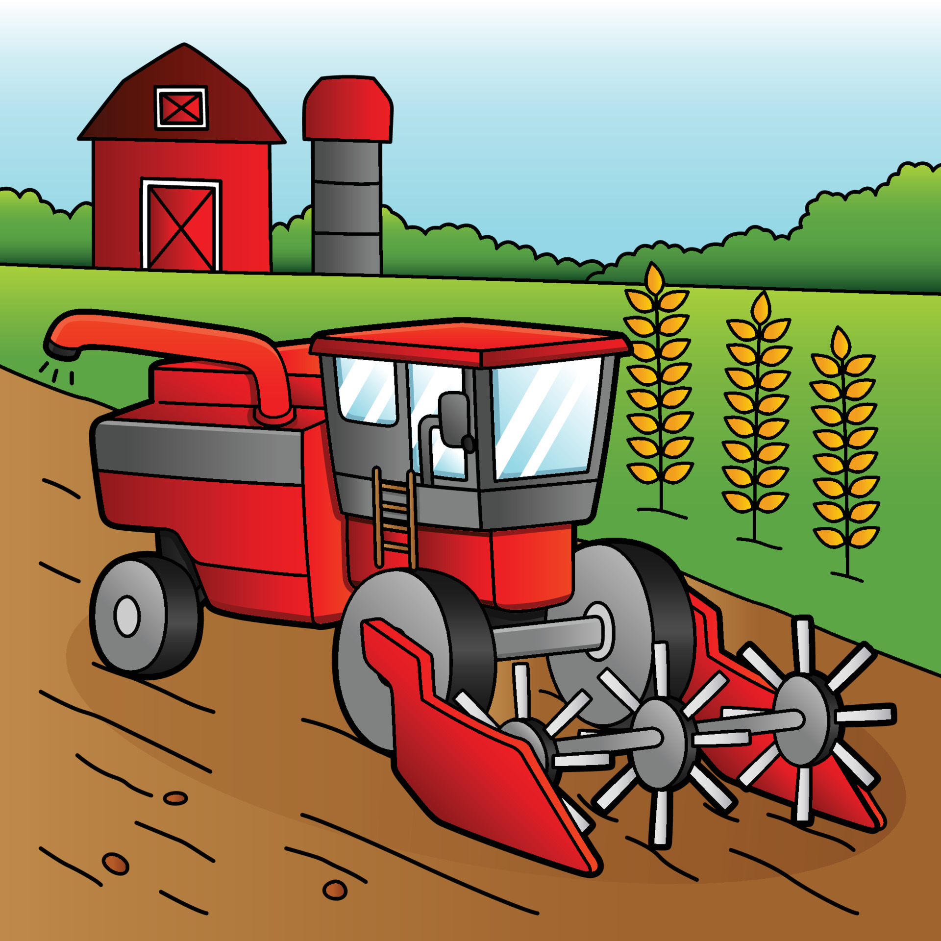 Combine Harvester Cartoon Vehicle Illustration 6458300 Vector Art at