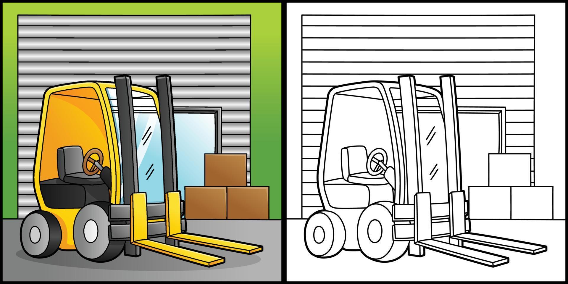 Forklift Coloring Page Vehicle Illustration vector