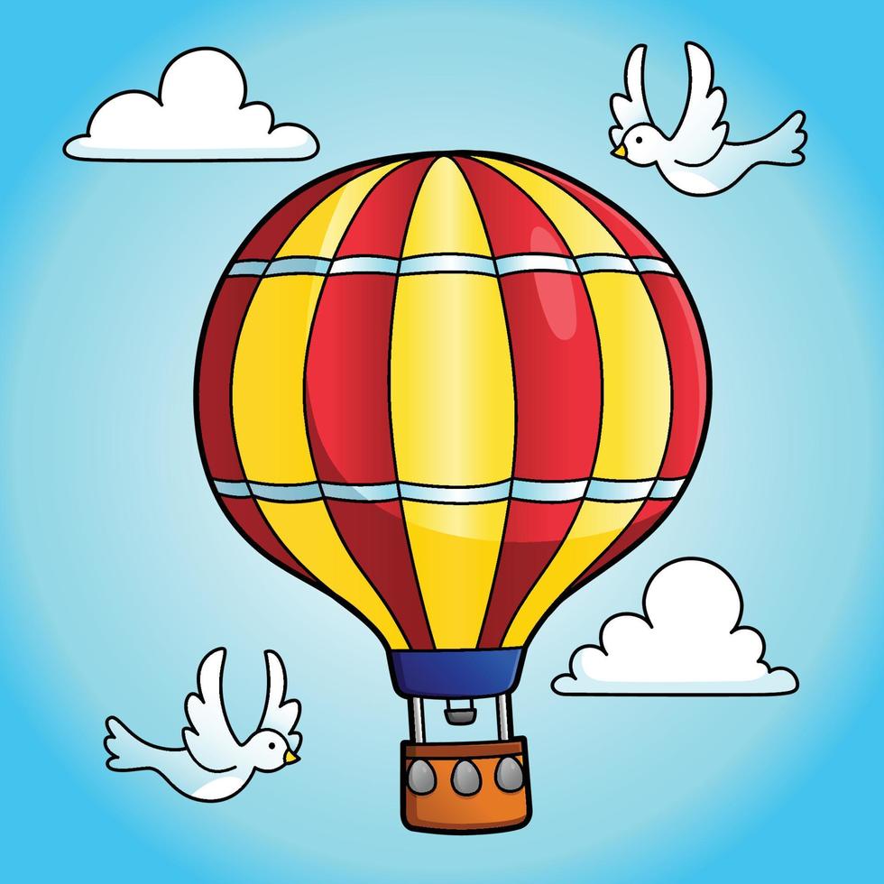 Hot Air Balloon Cartoon Vehicle Illustration vector