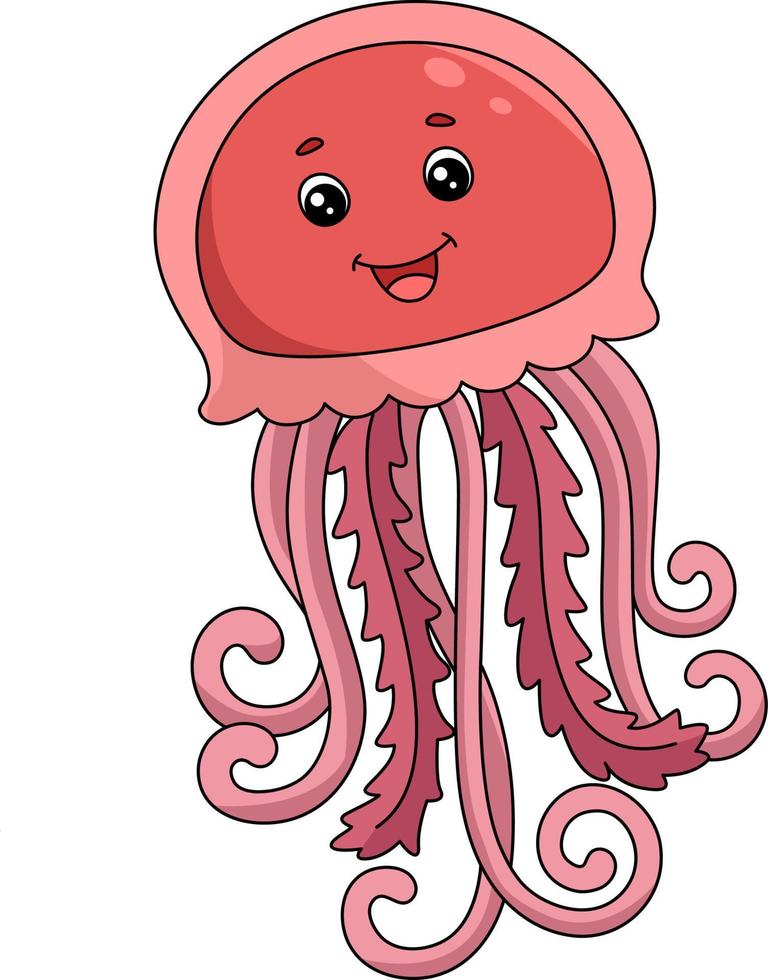 Jellyfish Cartoon Colored Clipart Illustration vector