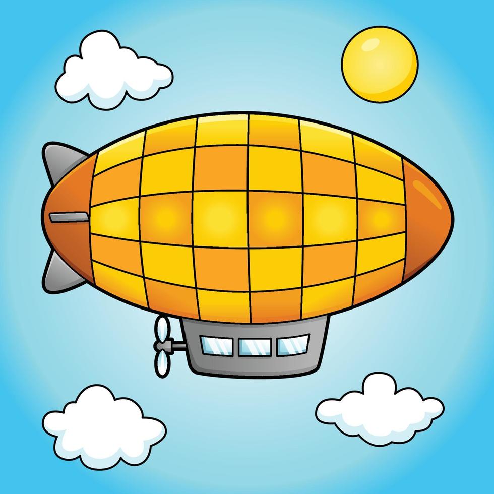 Zeppelin Cartoon Colored Vehicle Illustration vector