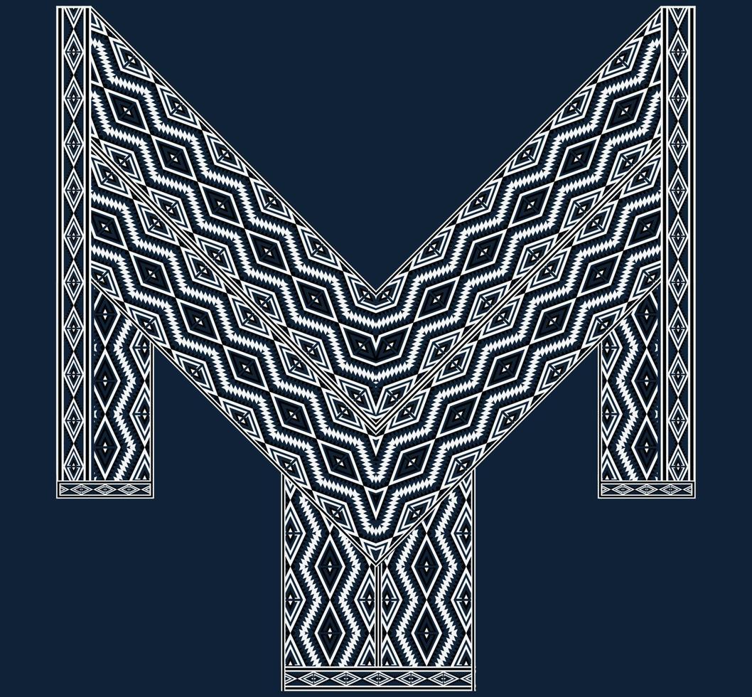 bordado de escote étnico, geométrico, tribal, oriental, tradicional, diseño de collar para mujeres de moda vector